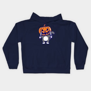 Cute Cat Wearing Pumpkin Halloween with Knife Cartoon Kids Hoodie